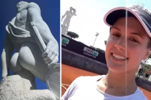 Read more about the article “Excited” Bouchard mocks stripped statue at Italian Open